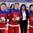 MALMO, SWEDEN - APRIL 4: Russia's Anna Shukina #21, Iya Gavrilova #8 and Olga Sosina #18 were named the Top Three Players for their team after a 4-1 bronze medal game loss to Finland at the 2015 IIHF Ice Hockey Women's World Championship. (Photo by Andre Ringuette/HHOF-IIHF Images)

